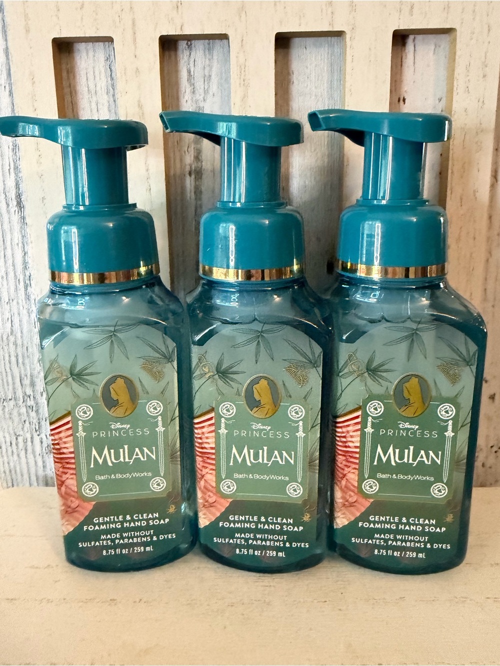 Bath & Body Works Disney Princess MULAN Gentle Foaming Hand Soap Lot X3 NEW
